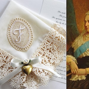 Swarovski Oma Taschentuch, Hochzeitsgeschenk für Großmutter von Braut, Monogramm Hankie, Hochzeitstag Ivory Spitze Taschentuch