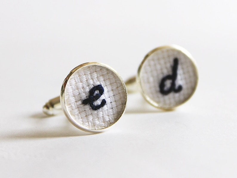 Lower Case Initial Cuff Links Custom Color Groom Cufflinks Etsy