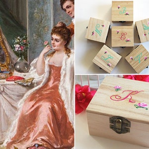 Hand bemalt Brautjungfer Schmuck Boxen Set von 6, monogrammiert, personalisierte Brautjungfer Geschenk Vorschlag, Trauzeugin, benutzerdefinierte Brautjungfer Box