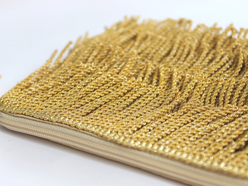 1920's Flapper Style Gold Wedding Clutch, Mother of the Bride, Bridesmaid Clutch, Vintage fringe purse Roaring twenties Great Gatsby wedding image 3
