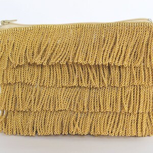 1920's Flapper Style Gold Wedding Clutch, Mother of the Bride, Bridesmaid Clutch, Vintage fringe purse Roaring twenties Great Gatsby wedding image 2