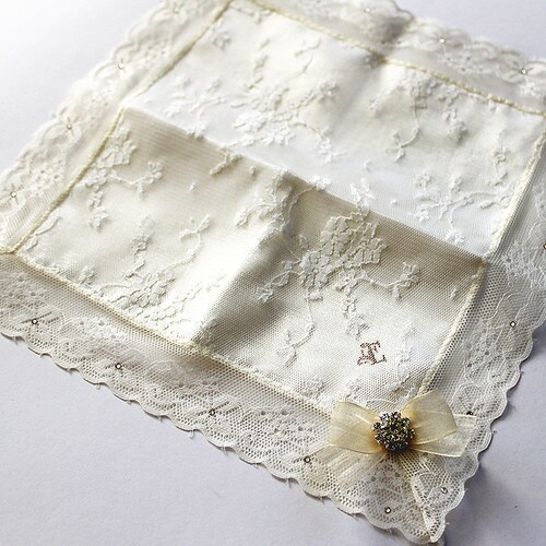 Swarovski Mother of the Bride and Groom Gift, Wedding Handkerchiefs Set of 2, shops Wedding Hanky for Mom from Daughter, Initial Lace Hankies
