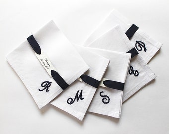 Groomsmen Gift Set of 5, Groomsmen Pocket Square, Initial Handkerchief, Gifts for Groomsmen, Will You Be My Groomsman, Custom Pocket Square