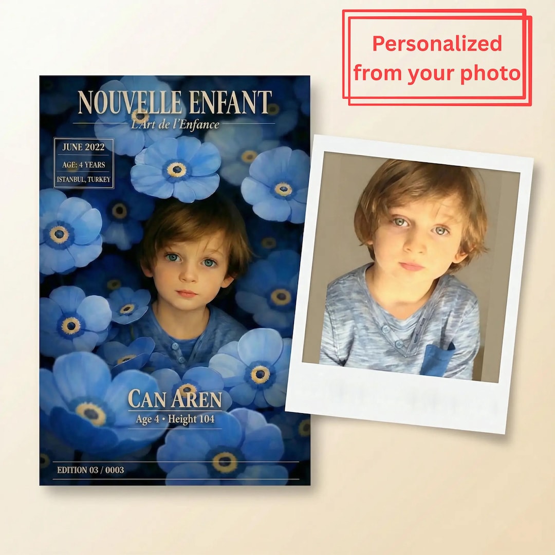 Personalized Child Magazine Cover Portrait – Storybook Art (digital ...