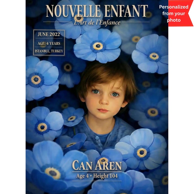 Personalized Child Magazine Cover Portrait – Storybook Art (digital ...
