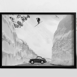 Canvastavla med vintage-motiv från Backhoppning – Alpväg med klassisk bil