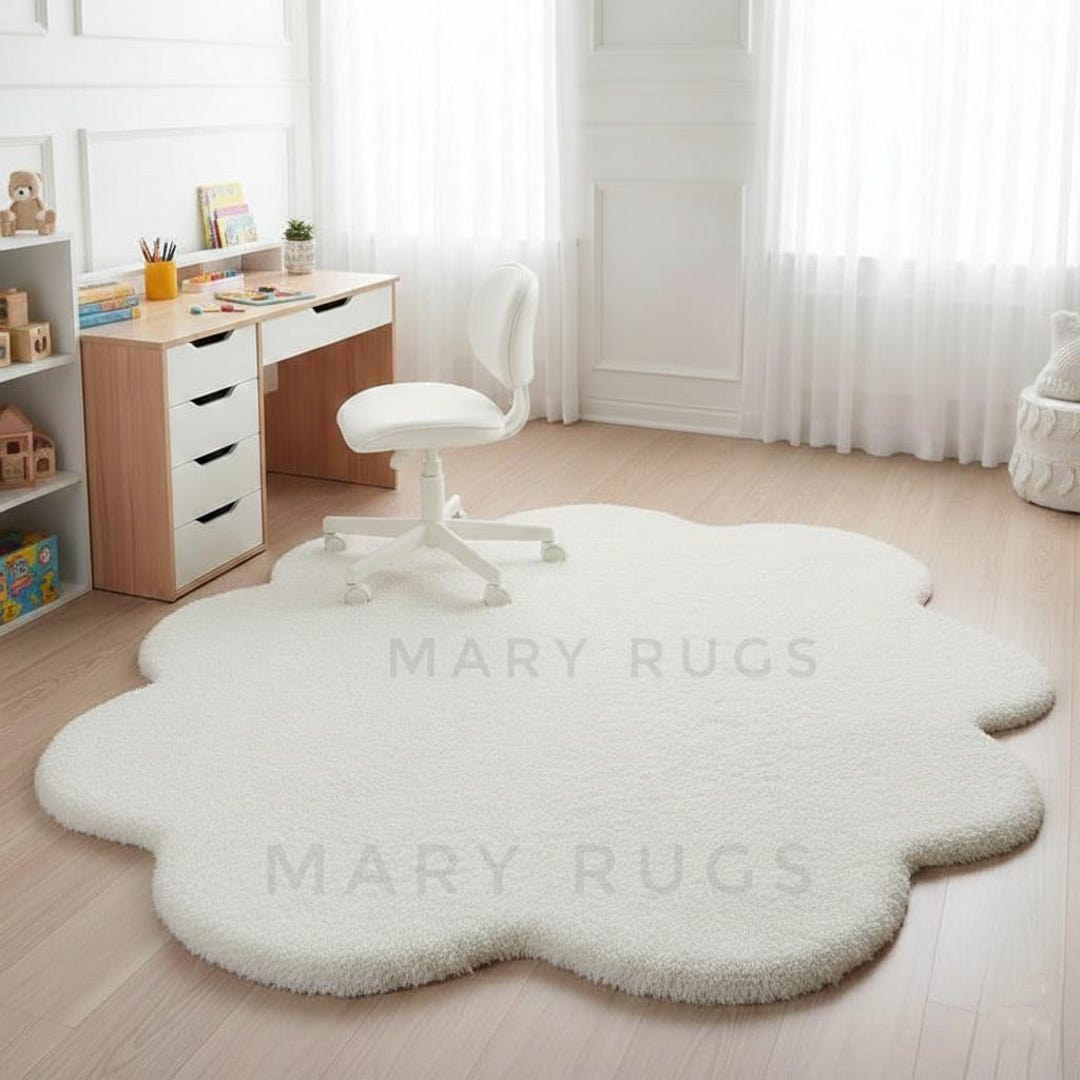 Cloud Shape Rug Cloud Shaped Rug: Soft White Plush Carpet, Scandinavian Decor - Etsy