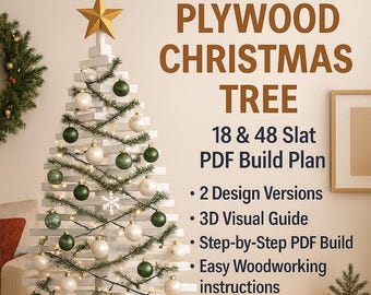 Plano em PDF para Árvore de Natal de Compensado – Guia de Montagem Faça Você Mesmo para Árvore de Madeira com 18 e 48 Ripas