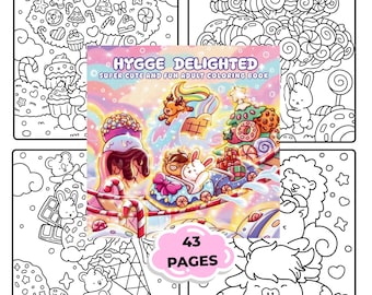 Cute Candy Coloring Book PDF | Cozy Kawaii Coloring Pages | Bold & Easy Sweet Coloring Book | Hygge Coloring Book for Adults