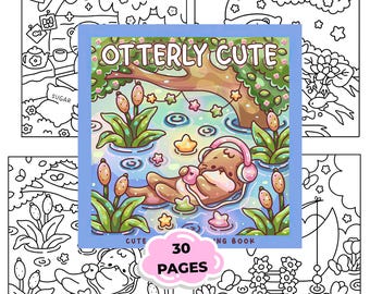 Otter Coloring Book | Cute Otter Coloring Pages | Cozy Animal Coloring Book for Adults & Teens | Kawaii Otter Coloring Book