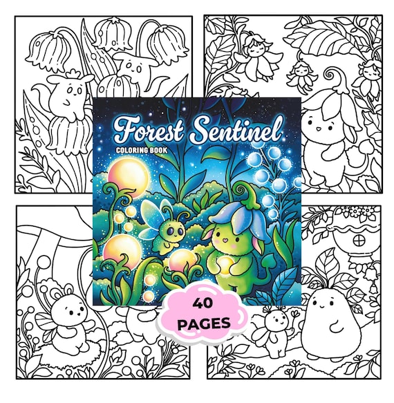 Fantasy Coloring Book PDF | Cute Forest Creature Coloring Pages | Cozy Kawaii Coloring Book | Magical Nature Coloring Book | Printable PDF