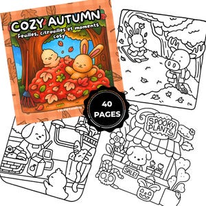 Cozy Autumn Coloring Book Printable – Fall Scenes, Pumpkins et Cute Animals Relaxing Autumn Coloring PDF for Adults & Teens