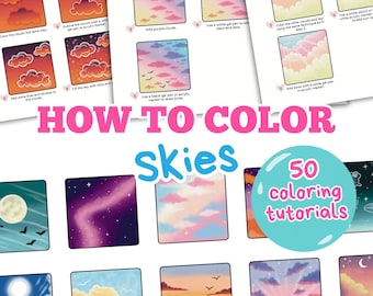 How to Color Skies Tutorial PDF | 50 Coloring Tutorials for Alcohol Markers | Sky Coloring Guide | Digital Coloring Book | Instant Download