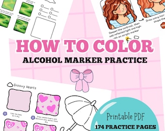 Alcohol Marker Practice Workbook – 119 Patterns & 55 Coloring Exercises | Blending and Shading Guide | How To Color Book Printable PDF
