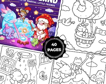 Fantasy Land Coloring Book Printable – Cute Magical Creatures Coloring Pages | Kawaii Fantasy Coloring Book for Adults & Teens PDF