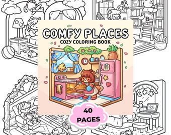 Cozy Coloring Book PDF – Comfy Places Coloring Pages | Cute Cozy Home Coloring Book | Bold & Easy Coloring | 40 Pages Printable