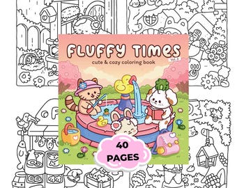 Fluffy Times Coloring Book Vol 3 PDF | Cute And Cozy Animal Coloring Pages | Kawaii Relaxing Coloring Book for Teens & Adults