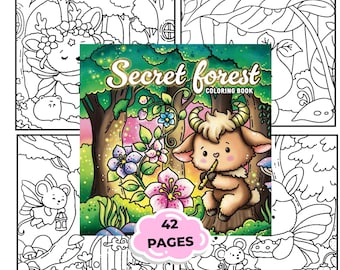 Forest Coloring Book, Cute Fantasy Coloring Pages, Cozy Nature Coloring PDF, Kawaii Woodland Coloring Book, Adult Coloring Digital Download