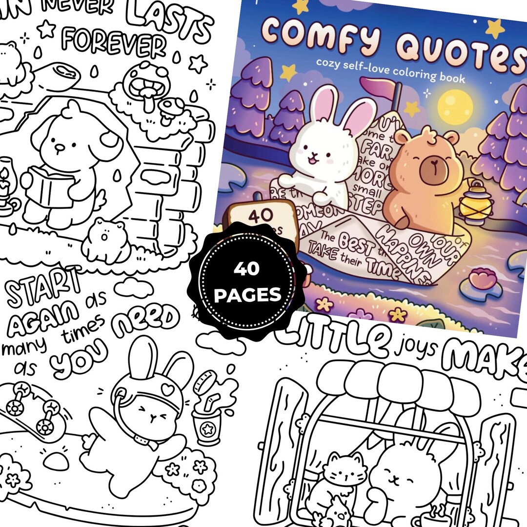 Self Love Coloring Book With Quotes – Cozy Animal Coloring Pages ...