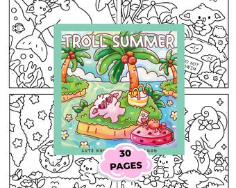 Summer Coloring Book | Cute Tropical Coloring Pages | Kawaii Summer Coloring Book | Beach Vacation Coloring Pages
