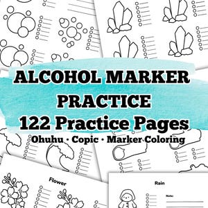 Cuaderno de práctica con marcadores de alcohol: 122 ejercicios de mezcla y coloreado, páginas de práctica para principiantes para Ohuhu y Copic.
