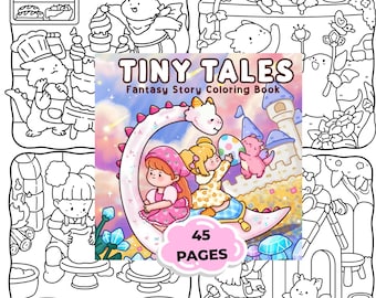 Fantasy Story Coloring Book PDF | Cute Cozy Fantasy Coloring Pages | Kawaii Adventure Coloring Book Printable for Teens & Adults