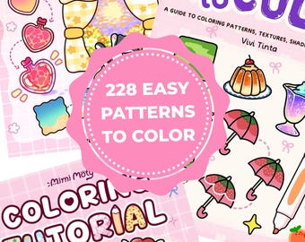 Alcohol Marker Practice Workbook – 228 Easy Patterns to Color, Cute Doodles Coloring Pages for Beginners (Ohuhu & Copic)