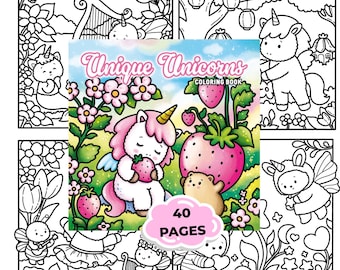 Cute Unicorn Coloring Book PDF | Cozy Kawaii Fantasy Coloring Pages | Printable Unicorn Coloring Book for Adults & Kids