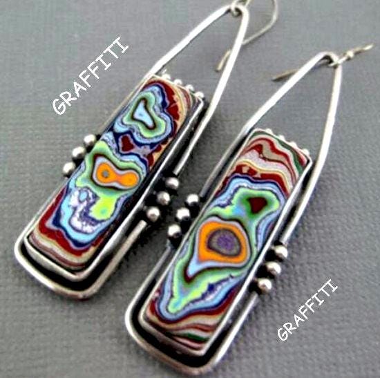 Graffiti Colorfull Silver Earrings