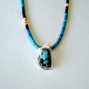 Blue Turquoise Sterling Pendant Necklace