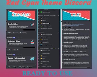 Fully Setup Red Cyan Theme Discord Server