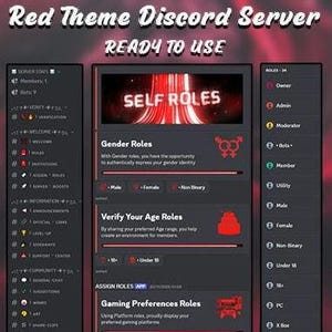 Servidor de Discord con tema rojo completamente configurado