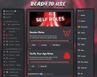 Fully Setup Red Theme Discord Server
