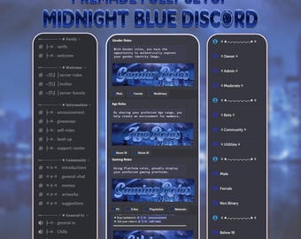 Fully Setup Midnight Blue Discord Server | Self-Assign Roles, Ticket Support (and more)