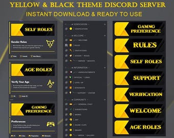 Fully Setup Golden and Black theme Discord server for Community, Streaming and Gaming