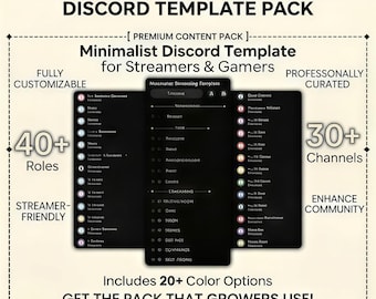 Minimalist Discord Template for Streamers, Gamers, Twitch Setup (Instant Download)