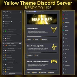 Fully Setup Yellow Themed Discord Server | Community | Gaming | Streaming