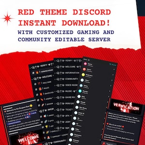 Server Discord a tema rosso completamente configurato / per giochi, streaming e tutto