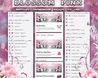 Blossom Pink Discord Server Template | Self-Assign Roles, Ticket Support (Digital Download)