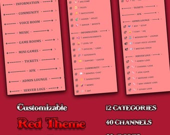 Red Theme Discord Server Template | For Gaming, Community, Streaming and more
