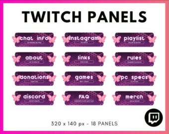 Twitch Panels Butterfly Pink Overlay
