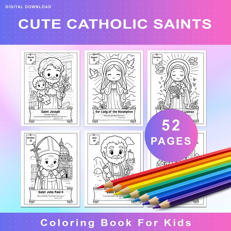 Catholic Saints Coloring Pages for Kids | 52 Christian Printables ...