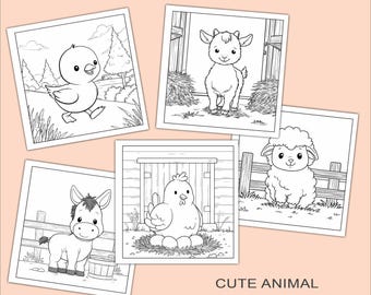 Farm Animal Coloring Book for Kids – Printable Coloring Pages PDF & PNG
