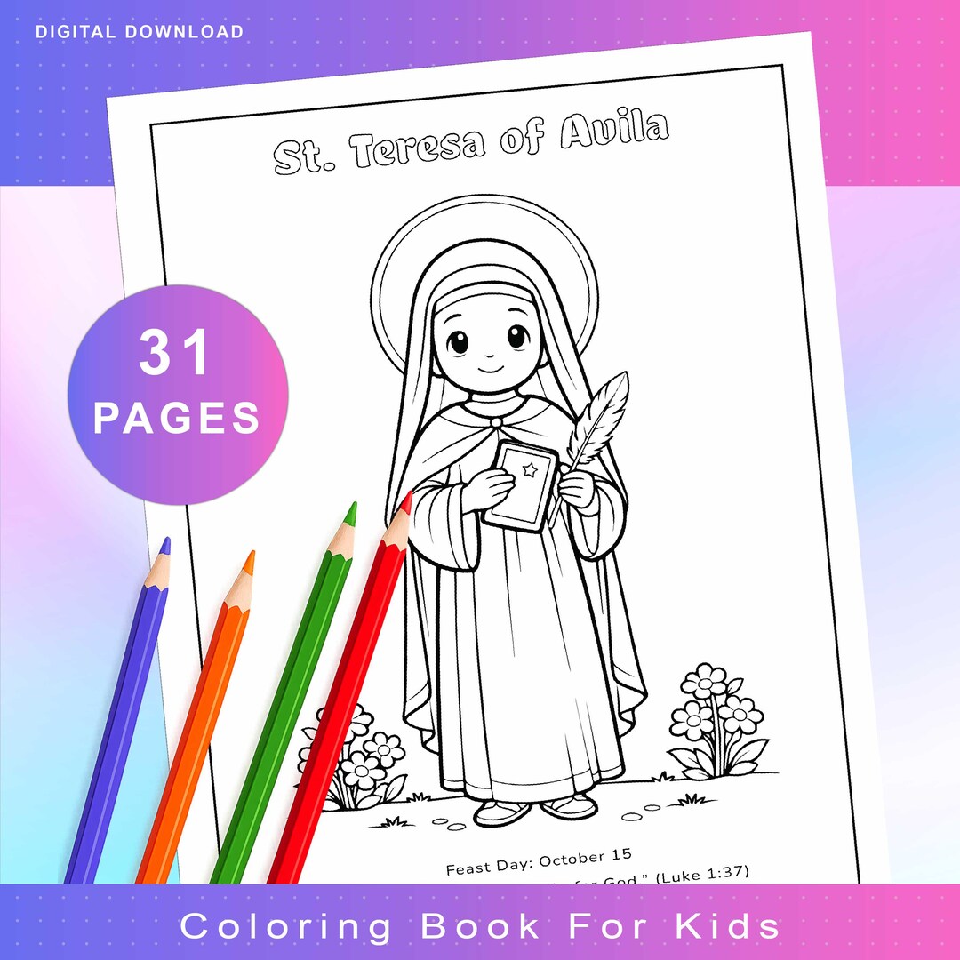 Catholic Saints Coloring Pages Printable | Christian Kids Activity Ages ...