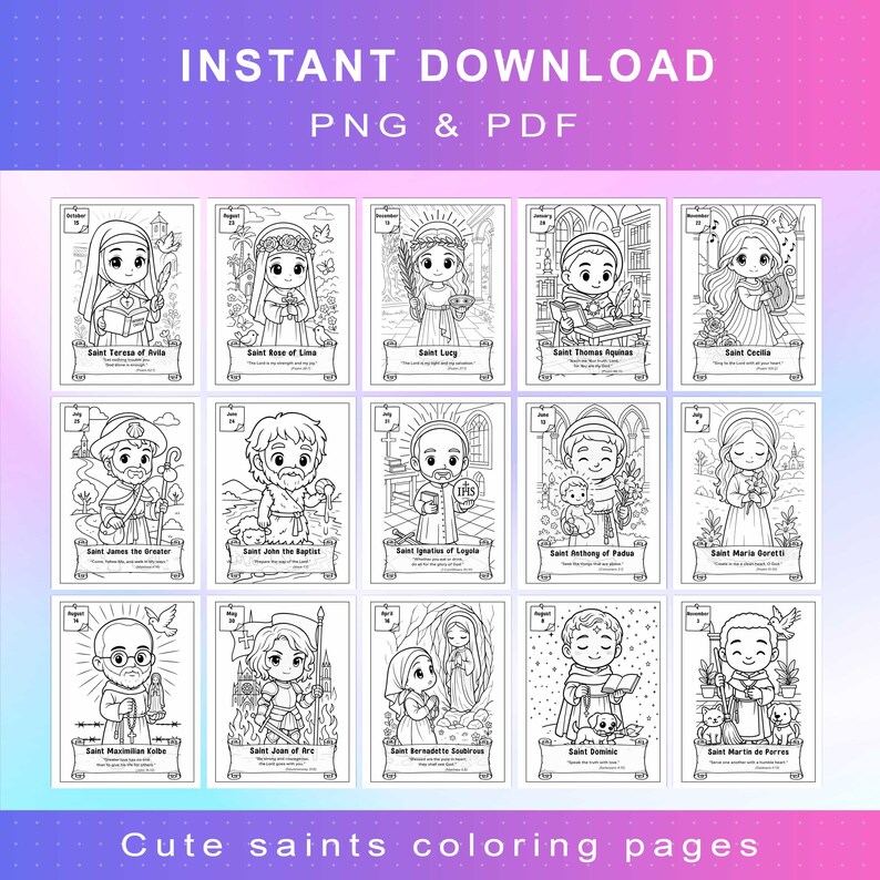 Catholic Saints Coloring Pages for Kids | 52 Christian Printables ...