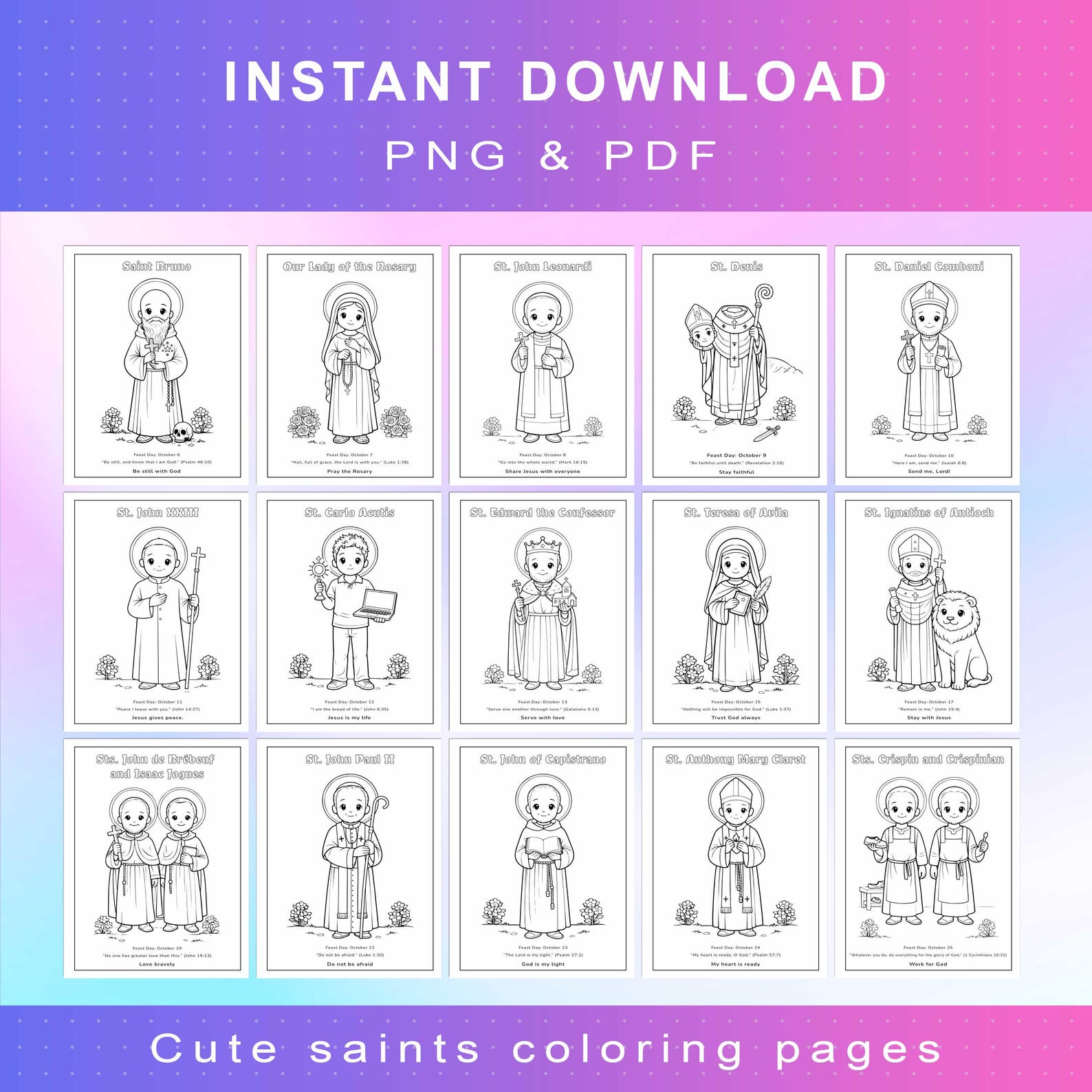 Catholic Saints Coloring Pages Printable | Christian Kids Activity Ages ...