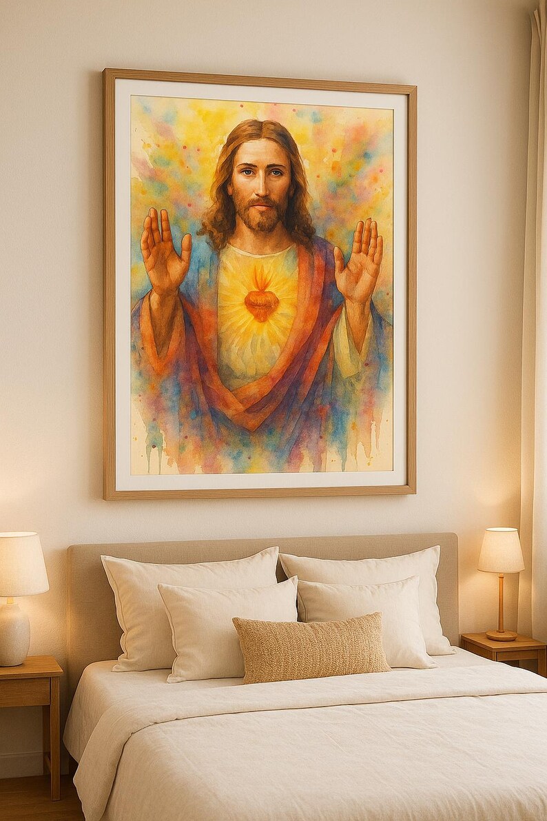 Sacred Heart of Jesus Art Print, Christian Home Decor (digital Download ...