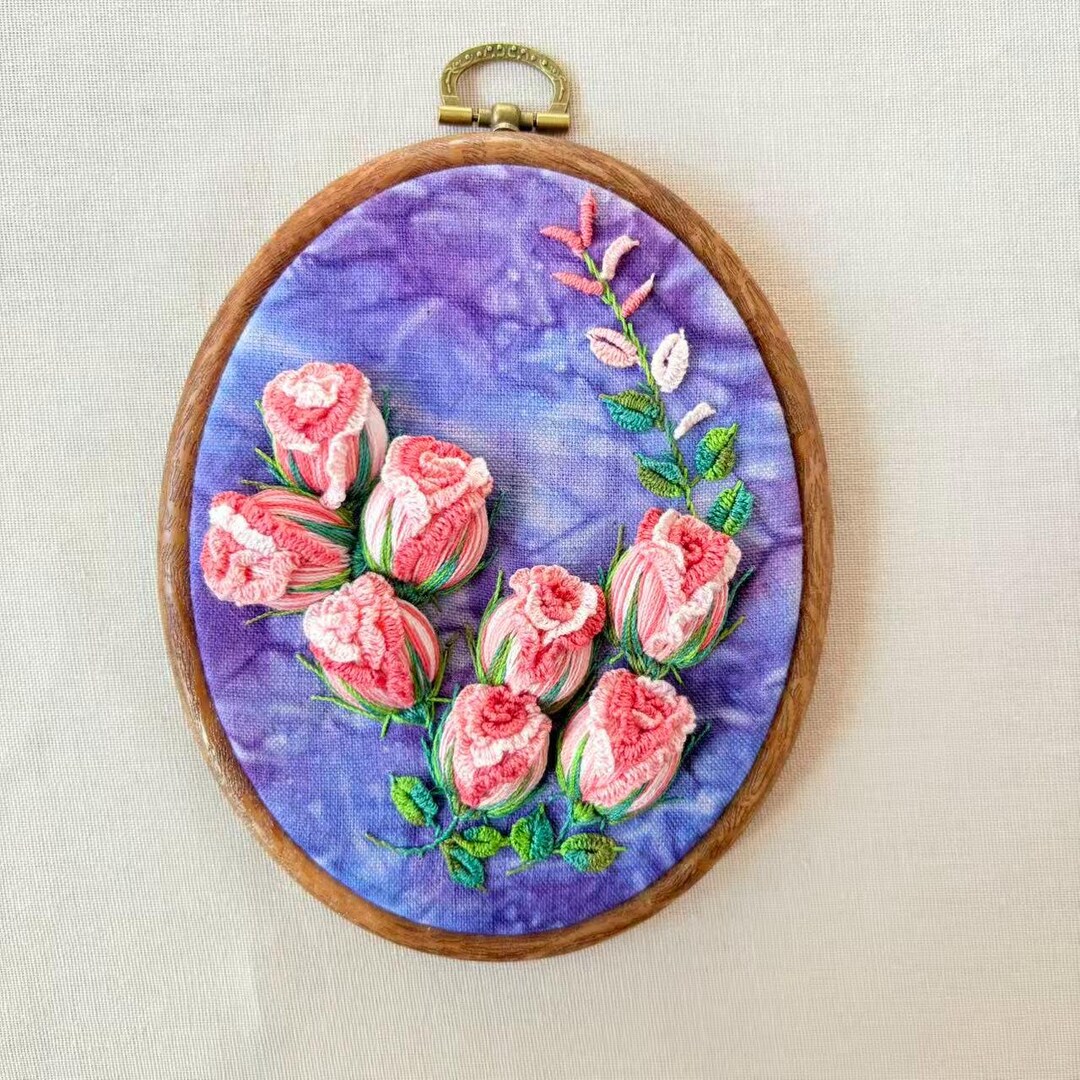 3D Rose Embroidery Art - Finished Hand Stitched Art-framed Embroidery ...