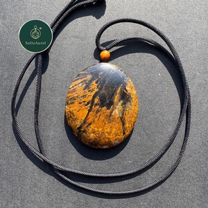 Agate Pendant Necklace, Hand-knotted Cord & Decorative Bail, Boho Jewelry, SolisAurel, Ink Flare