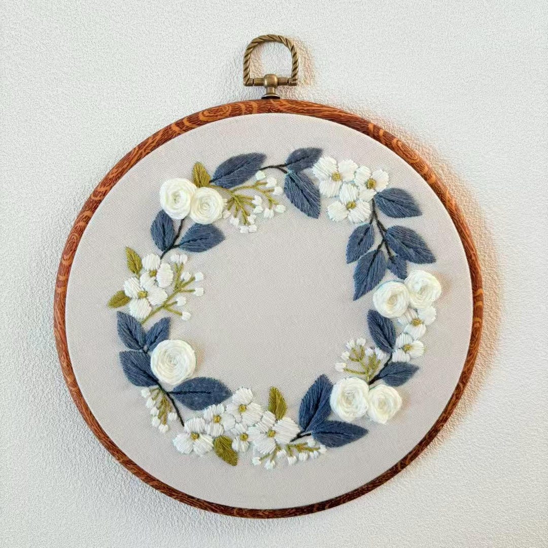 Finished Embroidered Floral Wreath Wall Art | 8.7" Hoop Wall Hanging - Etsy